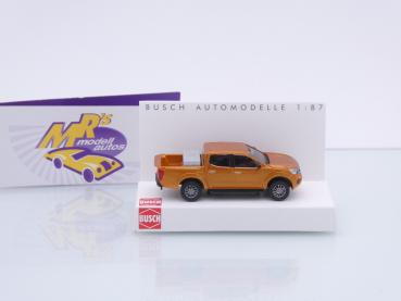Preview: Busch 53720 # Nissan Navara Pick-Up mit Alukiste " goldmetallic " 1:87