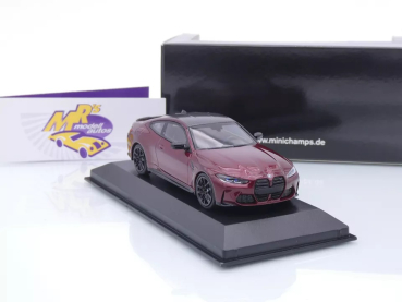 Preview: Minichamps 410020126 # BMW M4 Competition Coupe Baujahr 2020 " dunkelrotmetallic " 1:43