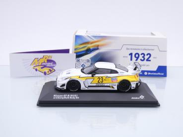 Preview: Solido S4311208 # Nissan Skyline GT-R R35 Baujahr 2008 weiß-gelb " Liberty Walk " 1:43