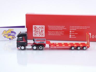 Preview: Herpa 318358 # Volvo FH GL Semitieflade-Sattelzug " Mammoet Road Cargo " 1:87