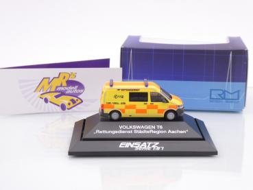Preview: Rietze 53814 # Volkswagen VW T6 Einsatzwagen " RTW StädteRegion Aachen " 1:87