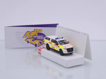 Busch 52841 # Ford Ranger Einsatzfahrzeug weiß-gelb " Johanniter Cottbus " 1:87