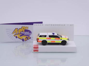 Preview: Busch 52841 # Ford Ranger Einsatzfahrzeug weiß-gelb " Johanniter Cottbus " 1:87