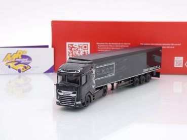 Herpa 317603 # DAF XG Schubboden-Sattelzug schwarz " SWAT Einsatz " 1:87