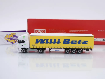Preview: Herpa 317931 # Iveco S-Way LNG Gardinenplanen-Sattelzug " Willi Betz " 1:87