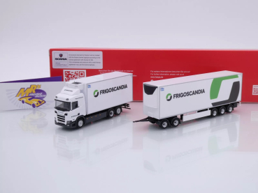 Herpa 317702 # Scania CR20 ND Kühlkoffer-Schwedencombi " Frigoscandia " 1:87