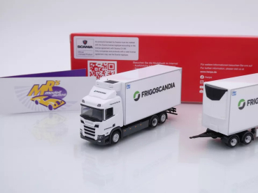 Preview: Herpa 317702 # Scania CR20 ND Kühlkoffer-Schwedencombi " Frigoscandia " 1:87