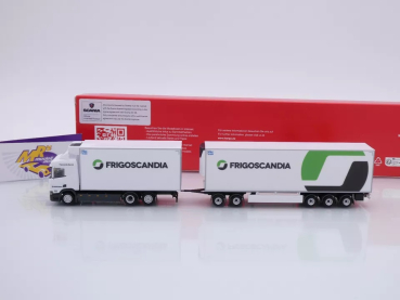 Preview: Herpa 317702 # Scania CR20 ND Kühlkoffer-Schwedencombi " Frigoscandia " 1:87