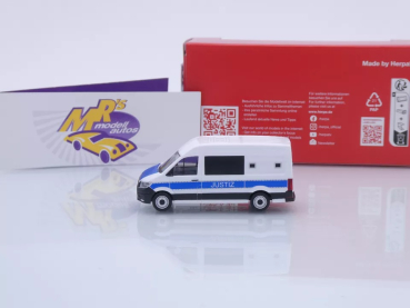Preview: Herpa 098021 # MAN TGE Kasten HD Gefangenentransporter weiß-blau " Justiz " 1:87