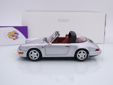 Preview: Norev 187342 # Porsche 911 (964) Carrera 4 Targa Baujahr 1990 " silbermetallic " 1:18