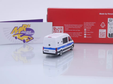 Preview: Herpa 098021 # MAN TGE Kasten HD Gefangenentransporter weiß-blau " Justiz " 1:87