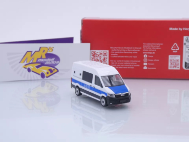Preview: Herpa 098021 # MAN TGE Kasten HD Gefangenentransporter weiß-blau " Justiz " 1:87