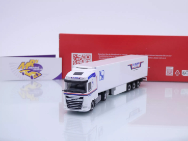 Herpa 318037 # DAF XG Kühlkoffer-Sattelzug weiß " Kaj Madsen - DK " 1:87