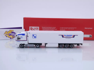 Preview: Herpa 318037 # DAF XG Kühlkoffer-Sattelzug weiß " Kaj Madsen - DK " 1:87