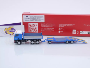 Preview: Herpa 316576 # Scania R'13 Baukipper mit TU3-Anhänger " Felbermayr " 1:87