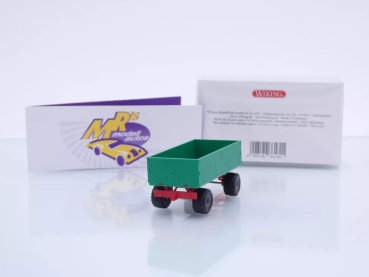Preview: Wiking 0388 36 # Landwirtschaftlicher 2-achs Anhänger 2-fache Bordwand " minzgrün " 1:87