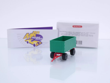 Wiking 0388 37 # Landwirtschaftlicher 2-achs Anhänger 3-fache Bordwand " minzgrün " 1:87