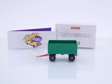 Preview: Wiking 0388 37 # Landwirtschaftlicher 2-achs Anhänger 3-fache Bordwand " minzgrün " 1:87