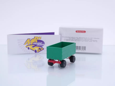 Preview: Wiking 0388 37 # Landwirtschaftlicher 2-achs Anhänger 3-fache Bordwand " minzgrün " 1:87