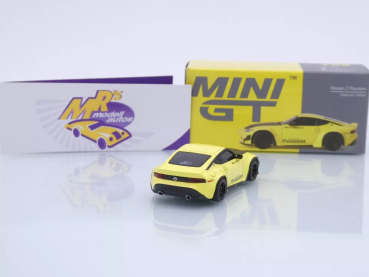 Preview: TSM MINI GT MGT00752-L # Nissan Z Pandem Rocket Bunny LHD " Ikazuchi Gelb " 1:64
