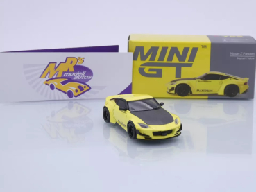 Preview: TSM MINI GT MGT00752-L # Nissan Z Pandem Rocket Bunny LHD " Ikazuchi Gelb " 1:64