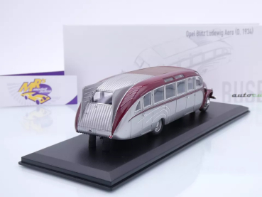 Preview: Autocult 10013 # OPEL Blitz Ludewig Aero Bus Baujahr 1934 " dunkelrot-silber " 1:43