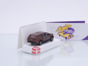 Preview: Busch 53706 # Nissan Navara Pick-Up mit Hardtop " braun " 1:87