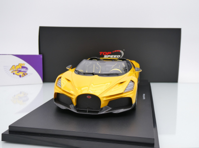 Top Speed TS0598 # Bugatti W16 Mistral Cabrio Baujahr 2023 " gelbmetallic " 1:18