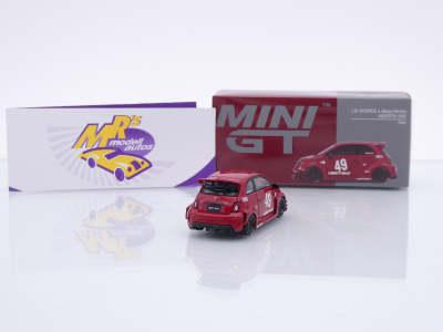 Preview: TSM MINI GT MGT00963-L # Fiat Abarth 595 LB-Works X Abas Works LHD " dunkelrot ( Dark Red ) " 1:64
