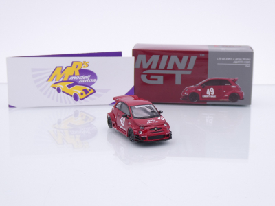 Preview: TSM MINI GT MGT00963-L # Fiat Abarth 595 LB-Works X Abas Works LHD " dunkelrot ( Dark Red ) " 1:64