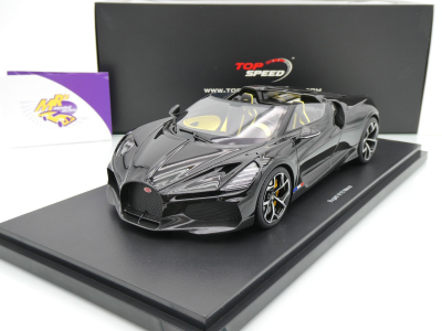 Top Speed TS0597 # Bugatti W16 Mistral Cabrio Baujahr 2023 " schwarz " 1:18