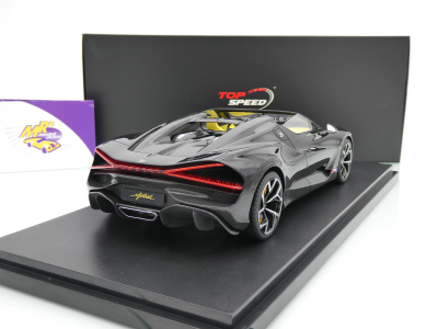 Preview: Top Speed TS0597 # Bugatti W16 Mistral Cabrio Baujahr 2023 " schwarz " 1:18