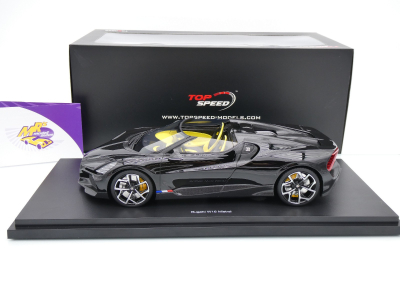 Preview: Top Speed TS0597 # Bugatti W16 Mistral Cabrio Baujahr 2023 " schwarz " 1:18