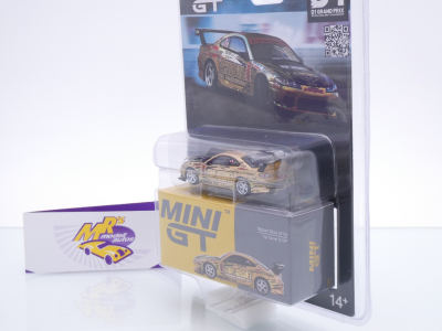 Preview: TSM MINI GT MGT00714-BL # Nissan Silvia S15 " Top Secret Gold D1 GP 2023 " 1:64