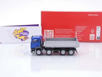 Preview: Herpa 319140 # MAN TGS NN 4-achs Baukipper " blau-silber " 1:87