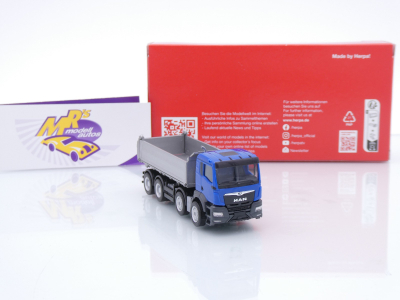 Preview: Herpa 319140 # MAN TGS NN 4-achs Baukipper " blau-silber " 1:87