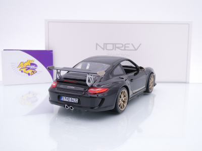 Preview: Norev 187563 # Porsche 911 GT3 RS Baujahr 2009 " schwarz-gold " 1:18