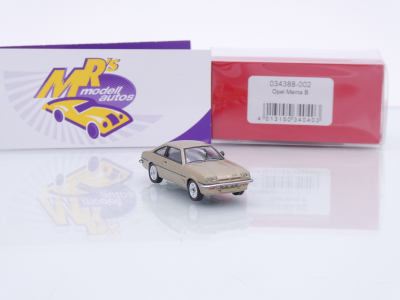 Preview: Herpa 034388-002 # Opel Manta B Coupe Baujahr 1975 " weißgoldmetallic " 1:87