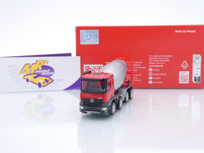 Herpa 319133 # Mercedes-Benz Arocs M 4-achs Betonmischer-LKW " rot-silber " 1:87