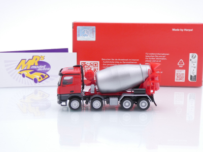 Preview: Herpa 319133 # Mercedes-Benz Arocs M 4-achs Betonmischer-LKW " rot-silber " 1:87