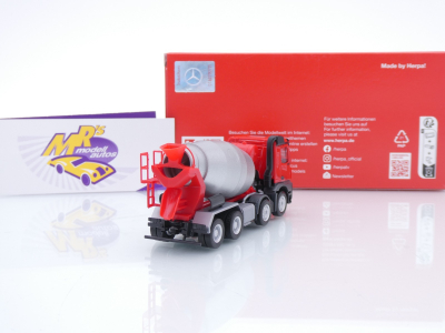 Preview: Herpa 319133 # Mercedes-Benz Arocs M 4-achs Betonmischer-LKW " rot-silber " 1:87