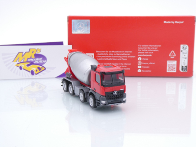 Preview: Herpa 319133 # Mercedes-Benz Arocs M 4-achs Betonmischer-LKW " rot-silber " 1:87