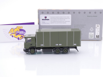 Preview: Herpa 747226 # Scania XT17 3-achs Koffer-LKW " Schwedische Armee " 1:87
