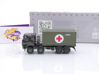 Preview: Herpa 747219 # Iveco Trakker 8x8 mit Container " Bundeswehr / Rotes Kreuz " 1:87