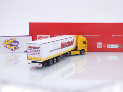 Preview: Herpa 319348 # Volvo FH GL XL Electric Gardinenplanen-Sattelzug " Bischof Logistik " 1:87