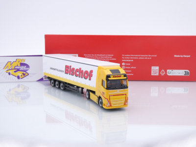 Preview: Herpa 319348 # Volvo FH GL XL Electric Gardinenplanen-Sattelzug " Bischof Logistik " 1:87