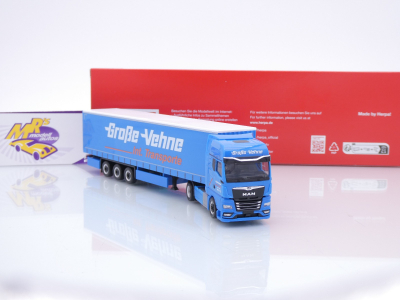 Preview: Herpa 319287 # MAN TGX GX 2/3-achs Gardinenplanen-Sattelzug " Große Vehne " 1:87
