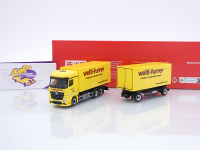 Herpa 319355 # Mercedes-Benz Actros 3/2-achs Wechselkoffer-Sattelzug " Welti-Furer " 1:87