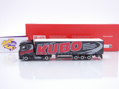 Preview: Herpa 318068 # DAF XG+ 2/3-achs Gardineplanen-Sattelzug " KUBO Transport " 1:87