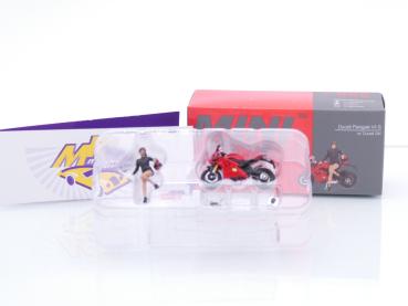 TSM Mini GT MGT00682-L # Ducati Panigale V4 S + Ducati Girl Baujahr 2022 " rot " 1:64